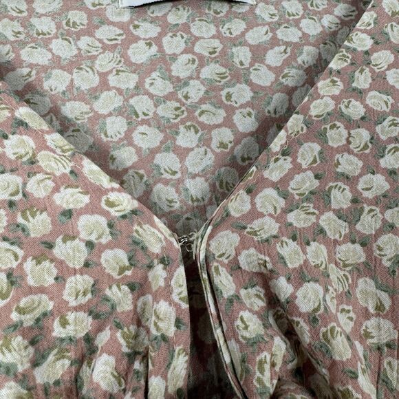 Faithfull The Brand Women Dress 4 Pink Margot Tie-Front Cutout Crepe Cottagecore - Picture 4 of 13